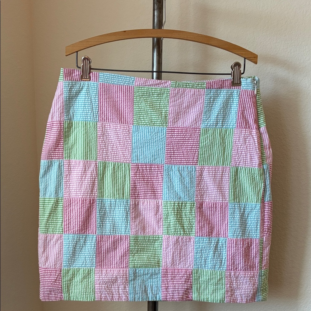 Talbots Pastel Patchwork Mini Skirt Preppy Dopamine Lily Pulitzer EUC Seersucker